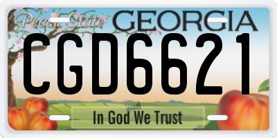 GA license plate CGD6621