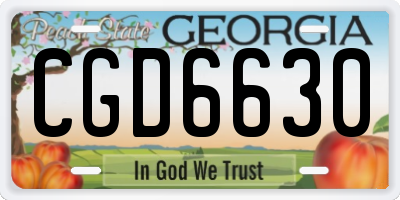 GA license plate CGD6630