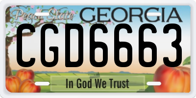 GA license plate CGD6663