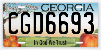 GA license plate CGD6693