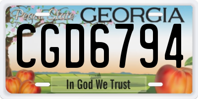 GA license plate CGD6794