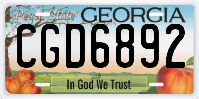 GA license plate CGD6892