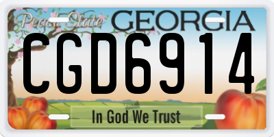 GA license plate CGD6914