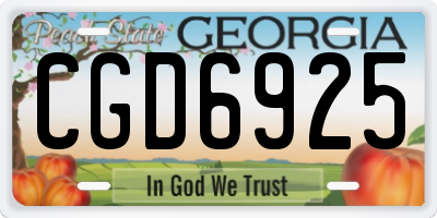 GA license plate CGD6925