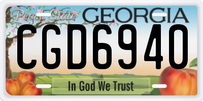 GA license plate CGD6940