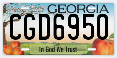 GA license plate CGD6950