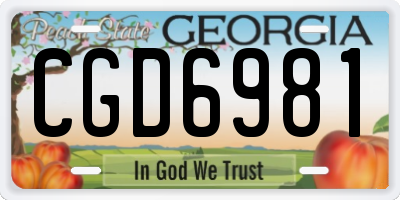 GA license plate CGD6981