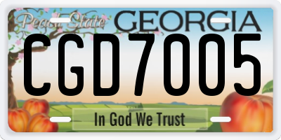 GA license plate CGD7005