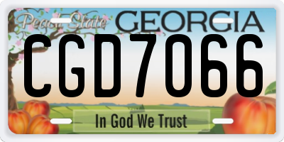 GA license plate CGD7066