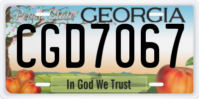 GA license plate CGD7067