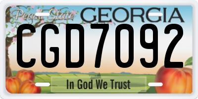 GA license plate CGD7092
