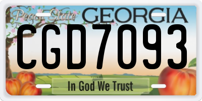 GA license plate CGD7093
