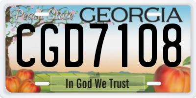 GA license plate CGD7108