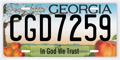 GA license plate CGD7259