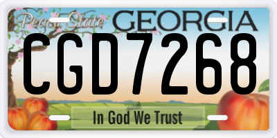 GA license plate CGD7268
