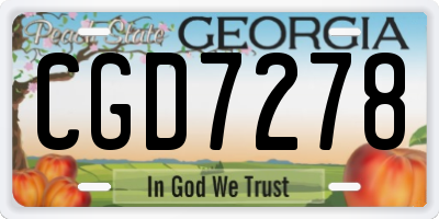 GA license plate CGD7278