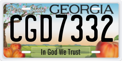 GA license plate CGD7332
