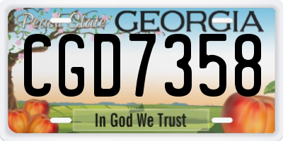 GA license plate CGD7358