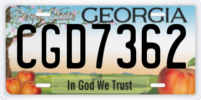 GA license plate CGD7362