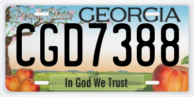 GA license plate CGD7388