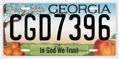 GA license plate CGD7396