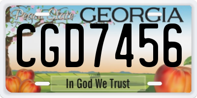 GA license plate CGD7456