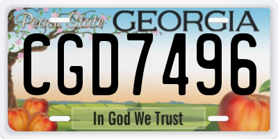 GA license plate CGD7496
