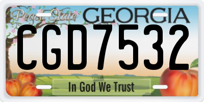 GA license plate CGD7532