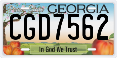 GA license plate CGD7562