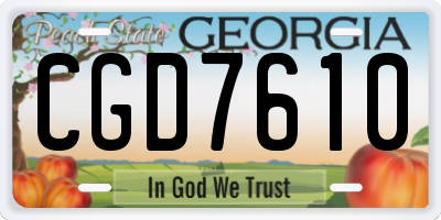 GA license plate CGD7610