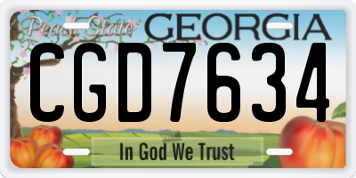 GA license plate CGD7634