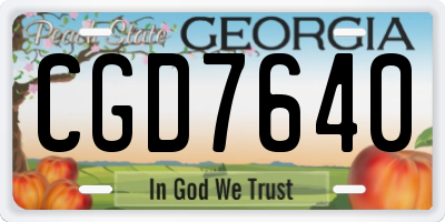 GA license plate CGD7640