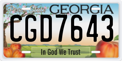 GA license plate CGD7643