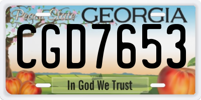 GA license plate CGD7653