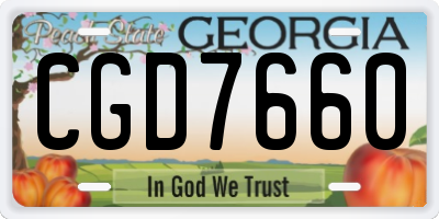 GA license plate CGD7660