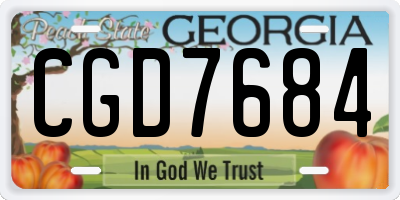 GA license plate CGD7684