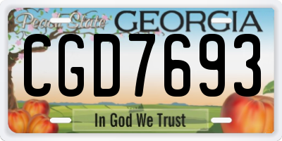 GA license plate CGD7693