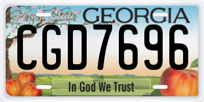 GA license plate CGD7696