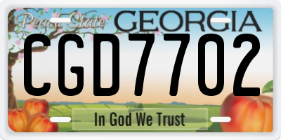 GA license plate CGD7702
