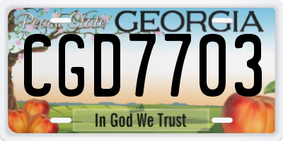 GA license plate CGD7703