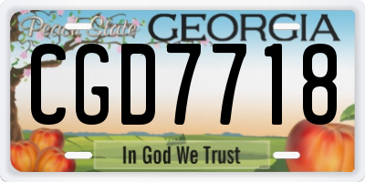 GA license plate CGD7718