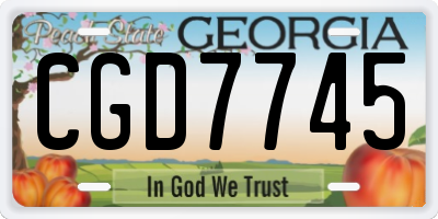 GA license plate CGD7745