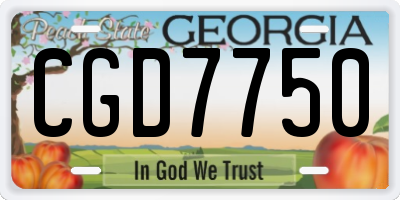 GA license plate CGD7750
