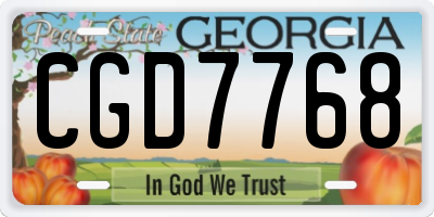 GA license plate CGD7768