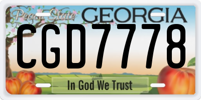 GA license plate CGD7778