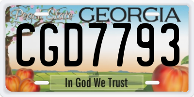 GA license plate CGD7793