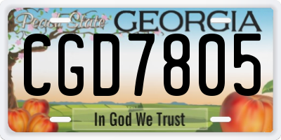 GA license plate CGD7805