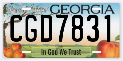 GA license plate CGD7831