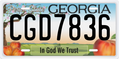 GA license plate CGD7836