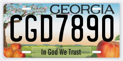 GA license plate CGD7890